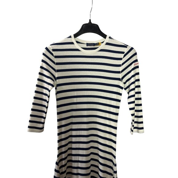 Polo Ralph Lauren Womens Striped Waffle Knit Thermal Maxi Dress M Fit & Flare - Picture 2 of 10